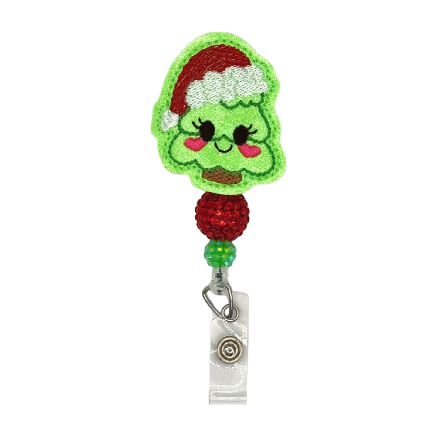 Tree with Santa Hat Badge Reel