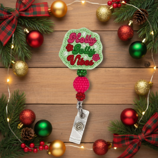 Holly Jolly Vibes Badge Reel