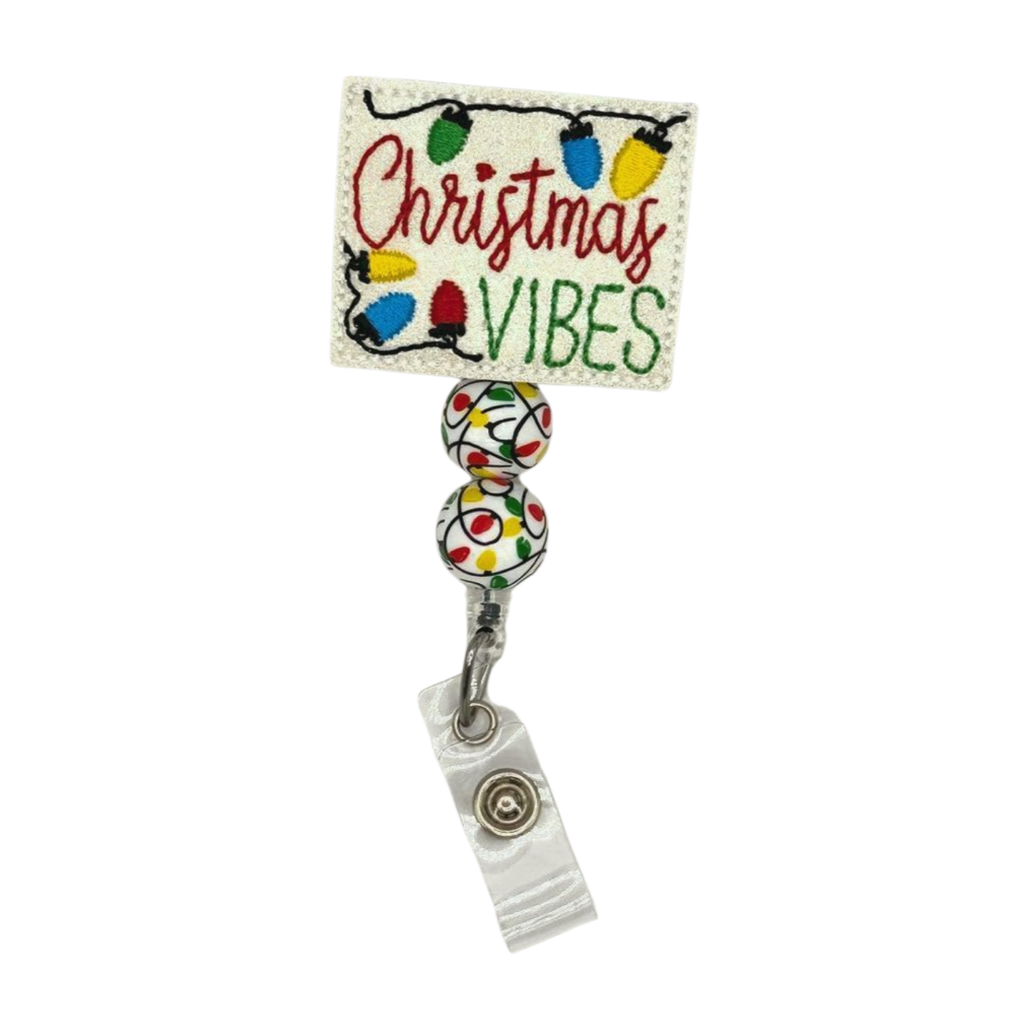 Christmas Vibes Beaded Badge Reel