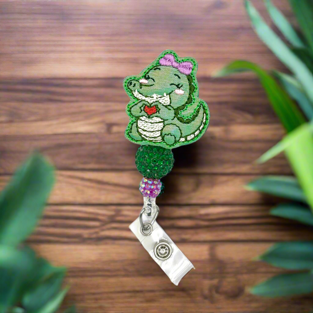 Cute alligator badge reel