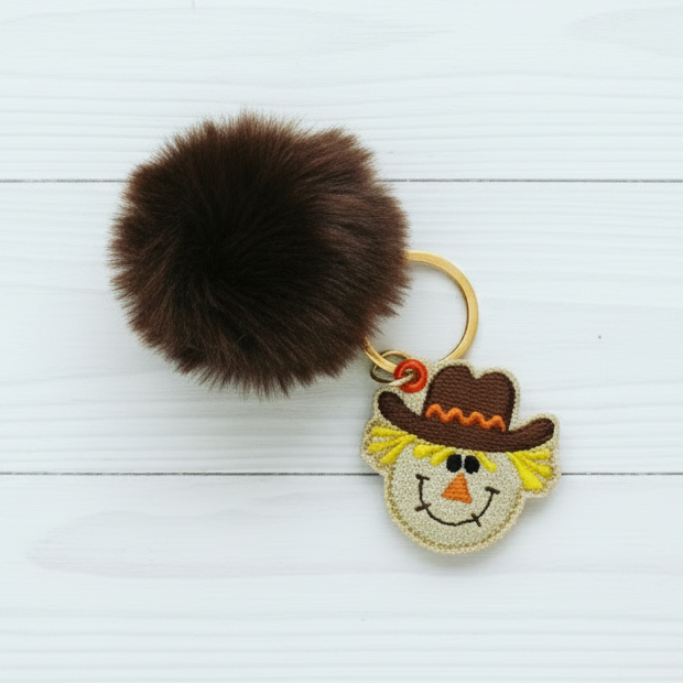 Scarecrow Pom Pom Keychain, handmade keychain
