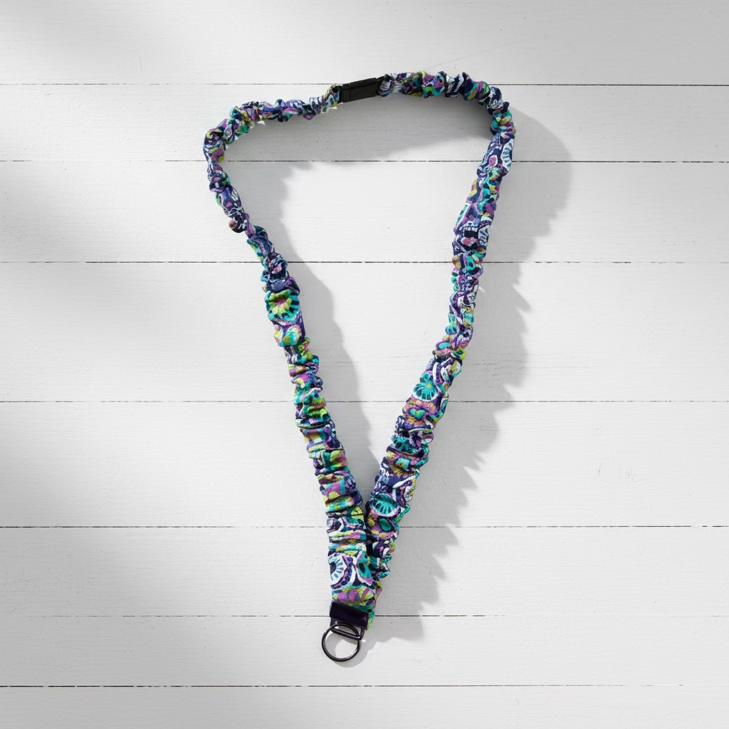 Purple Flower Power Scrunchie Lanyard