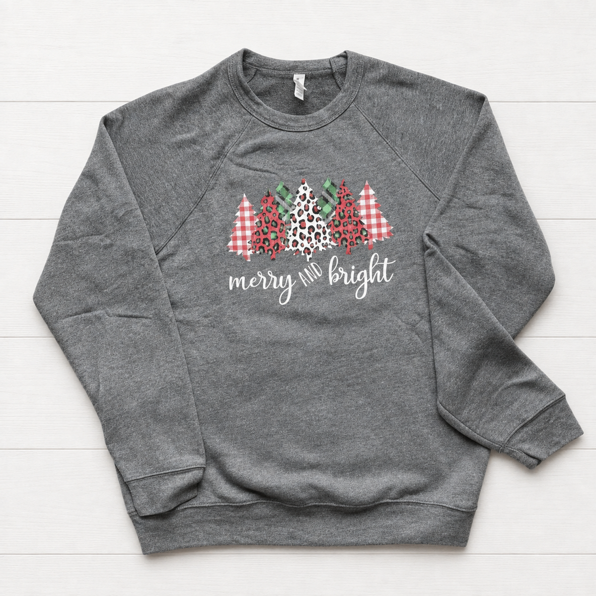 Merry and bright Christmas tree sweatshirt, handmade sweatshirt