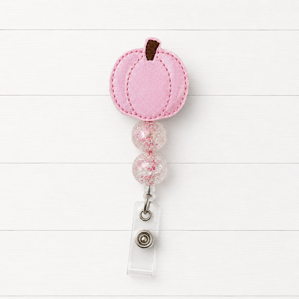 Sparkly Pink Pumpkin Badge Reel
