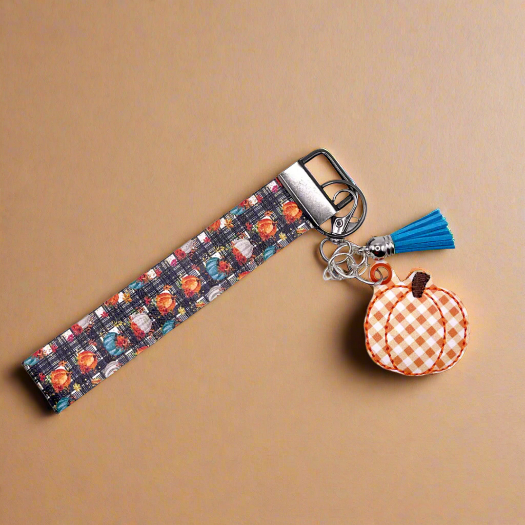 Plaid Pumpkin Keychain and wristlet