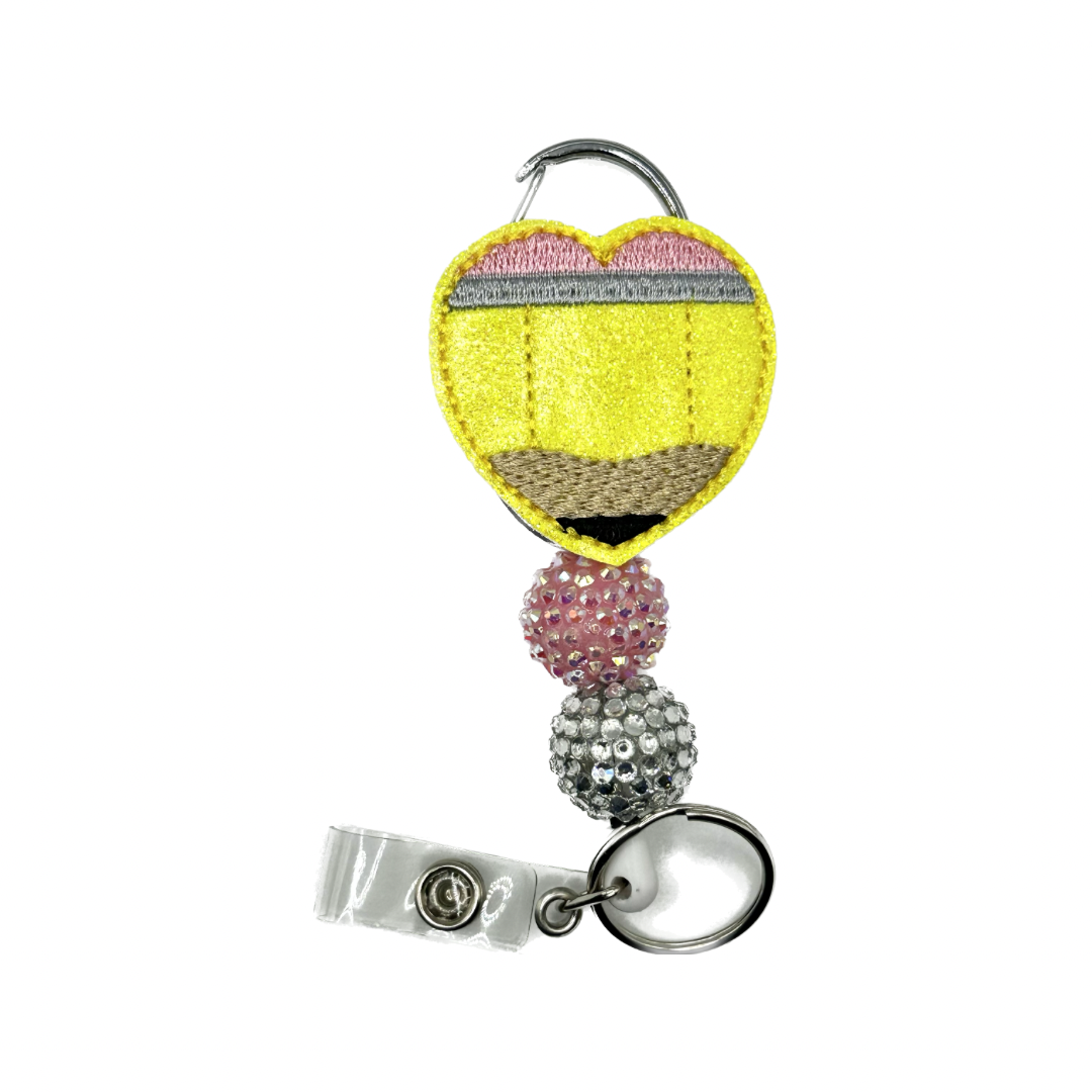Pencil Heart Badge Reel