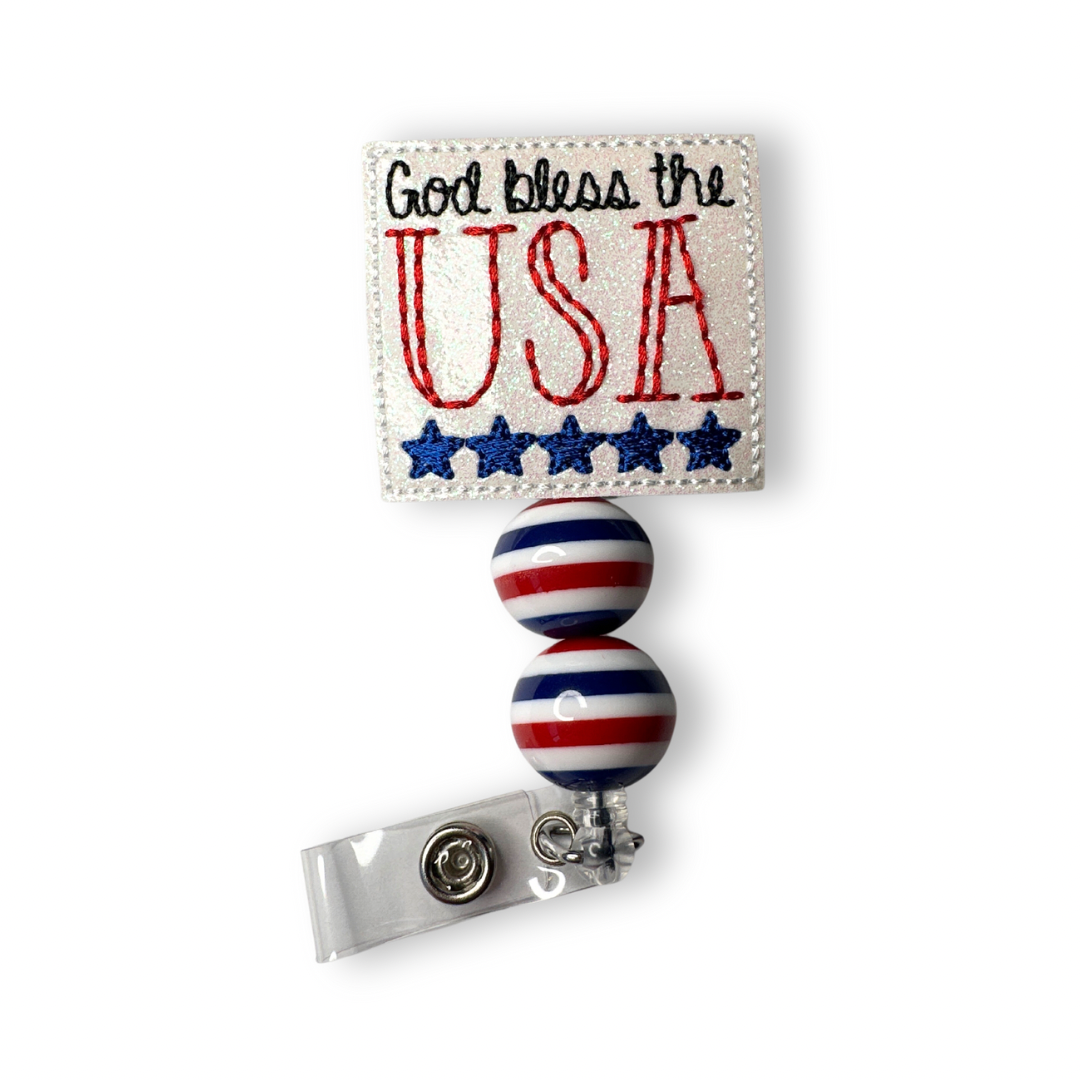 godd bless the usa badge reel