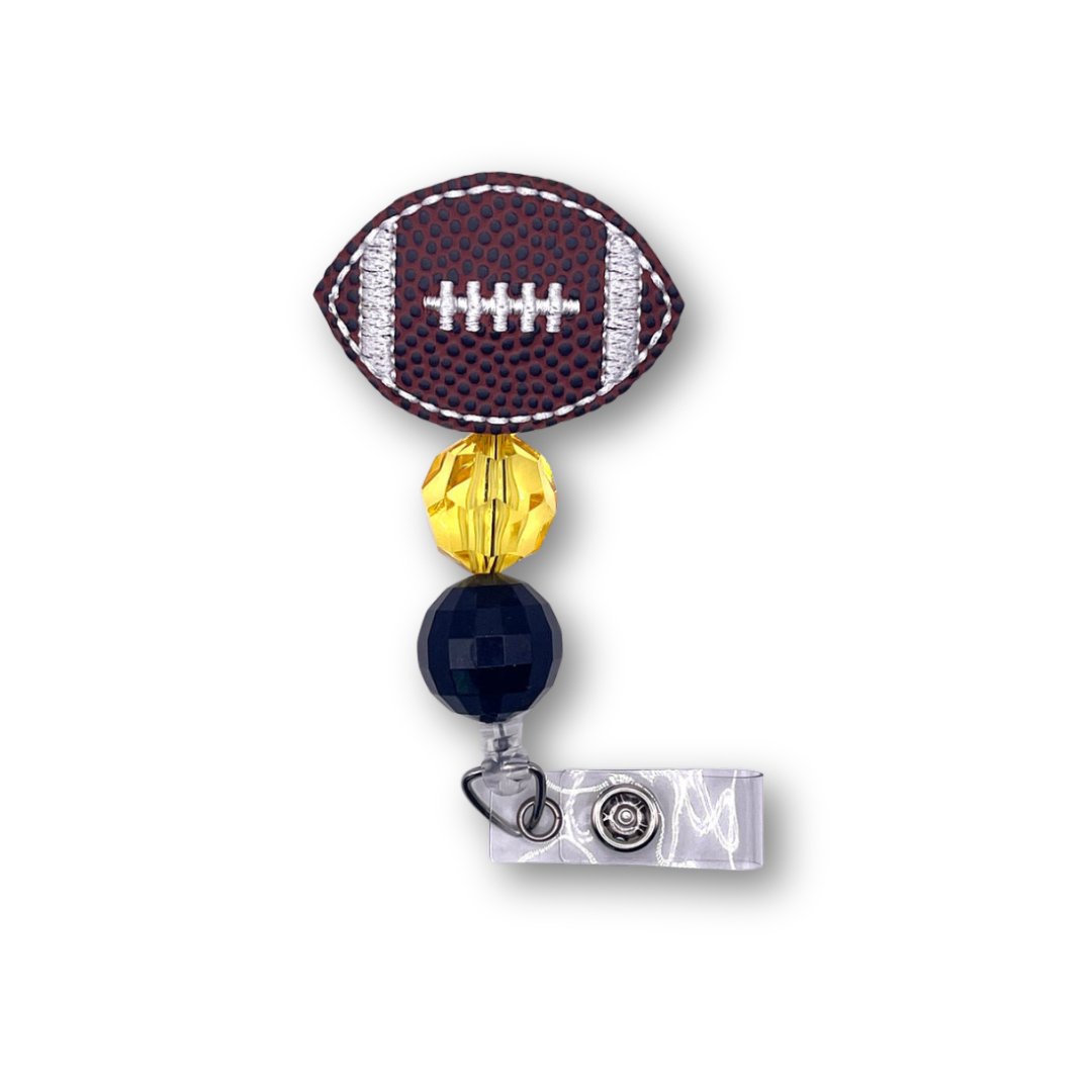 Black and Gold Football Badge Reel