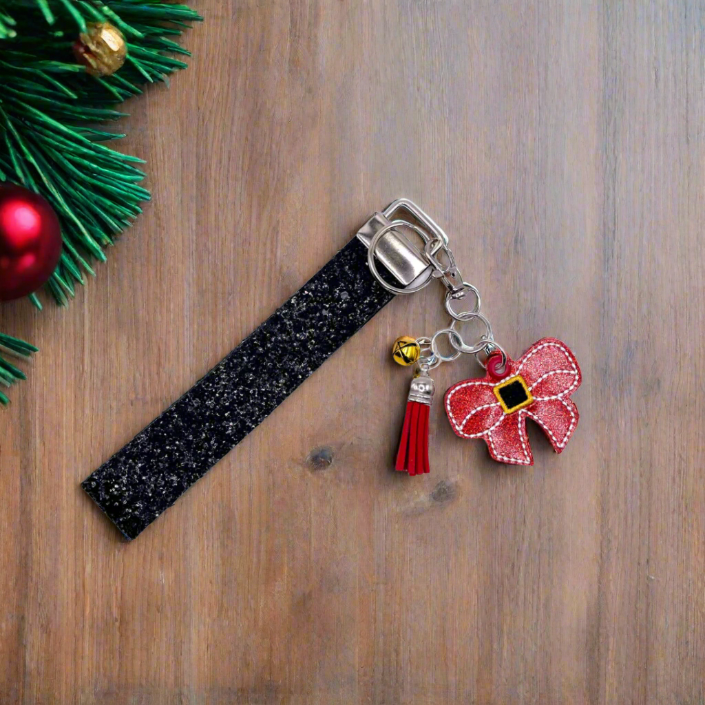 Santa Bow Keychain and Wristlet