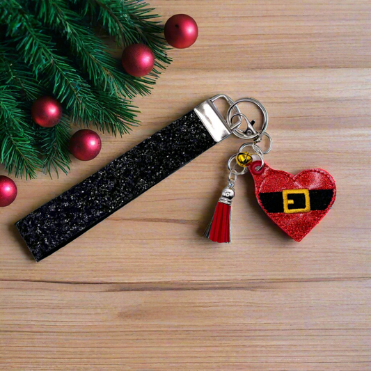 Santa Belt Heart Keychain and Wristlet