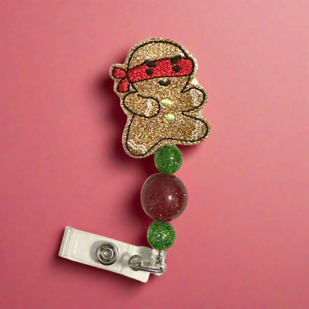 Ninja Gingerbread Man Badge Reel
