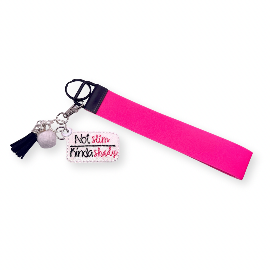 Not slim kinda shady keychain and wristlet