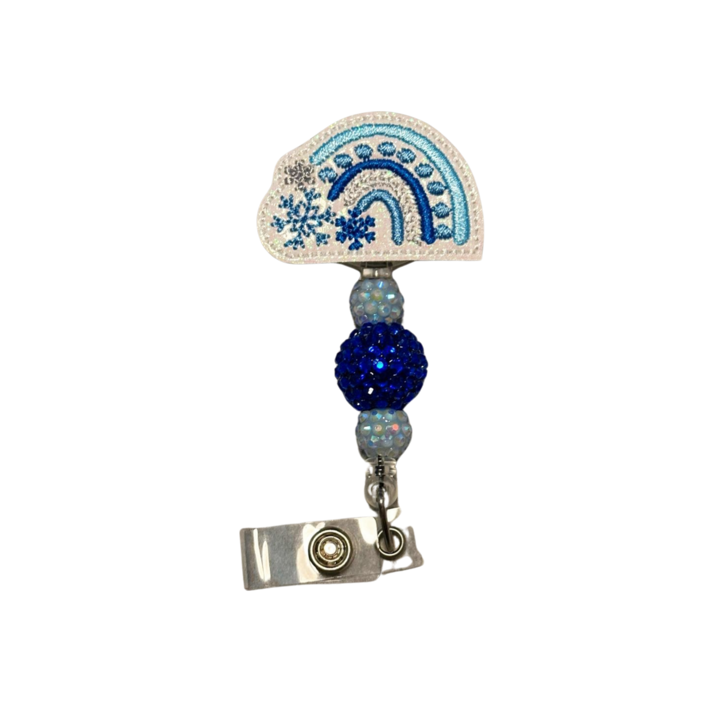Snowflake Rainbow Beaded Badge Reel