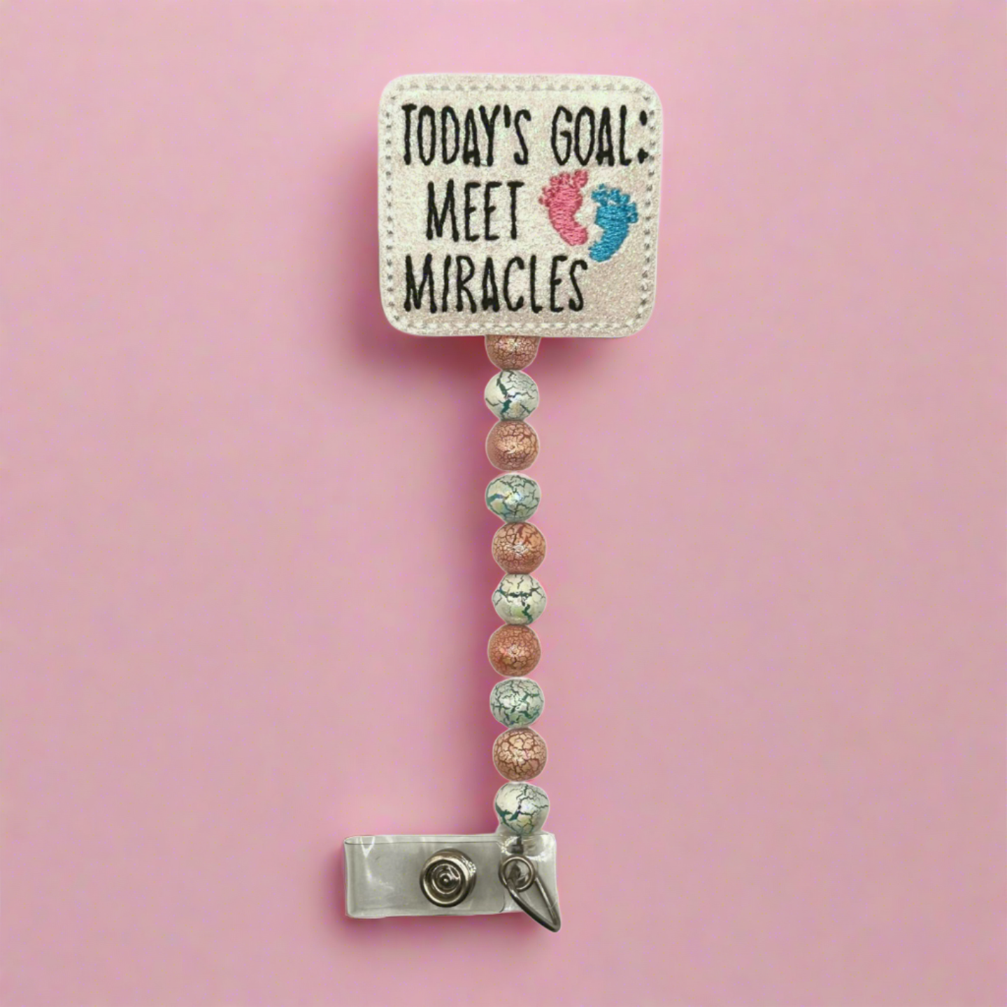 Meet Miracles Beaded Badge Reel