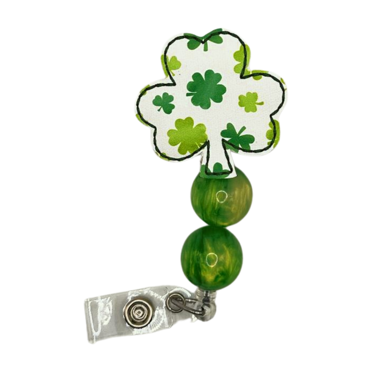 Shamrock Print Shamrock Beaded Badge Reel