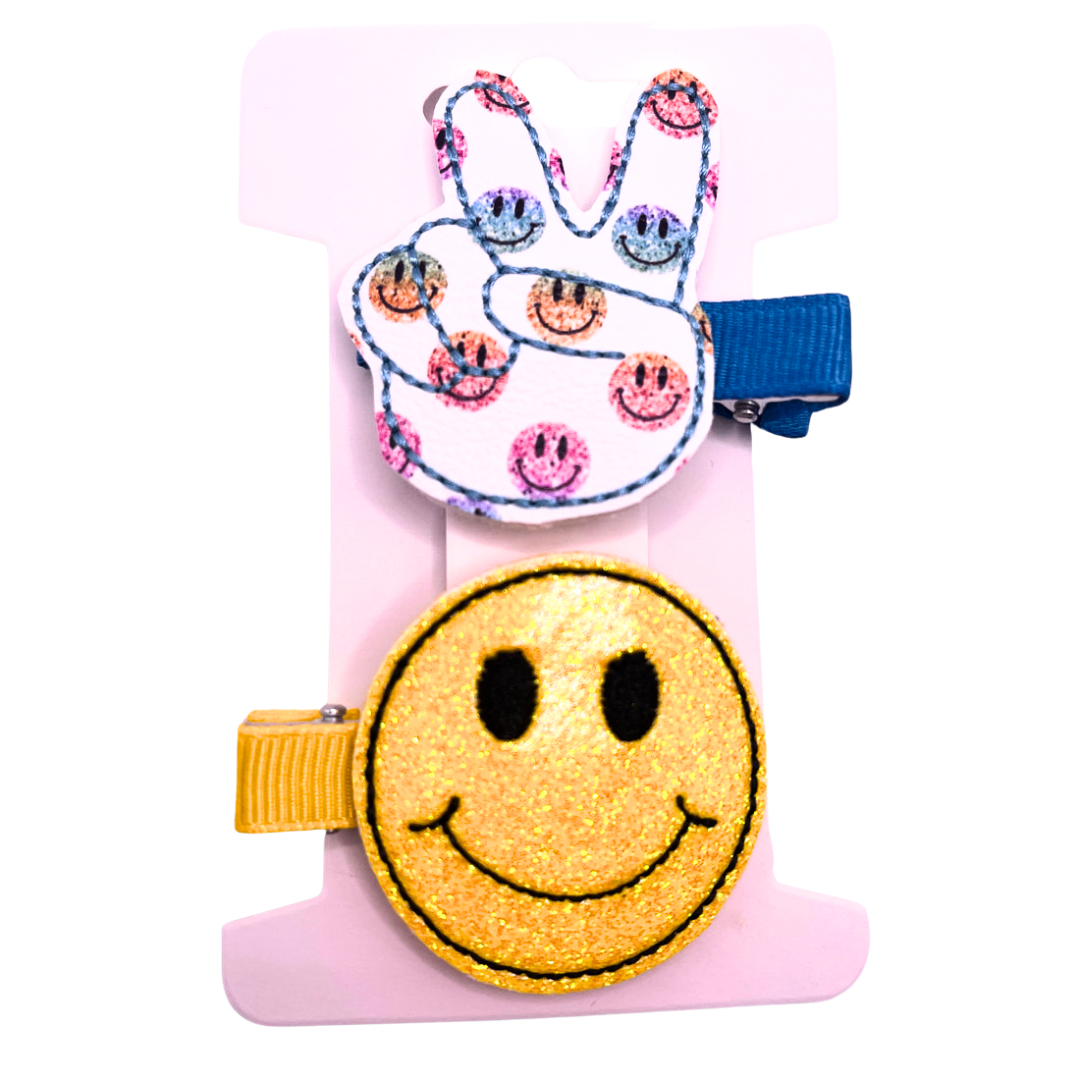 Happy and Peace Hair Bow Clips