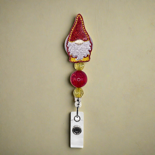 Red and Gold Gnome Badge Reel