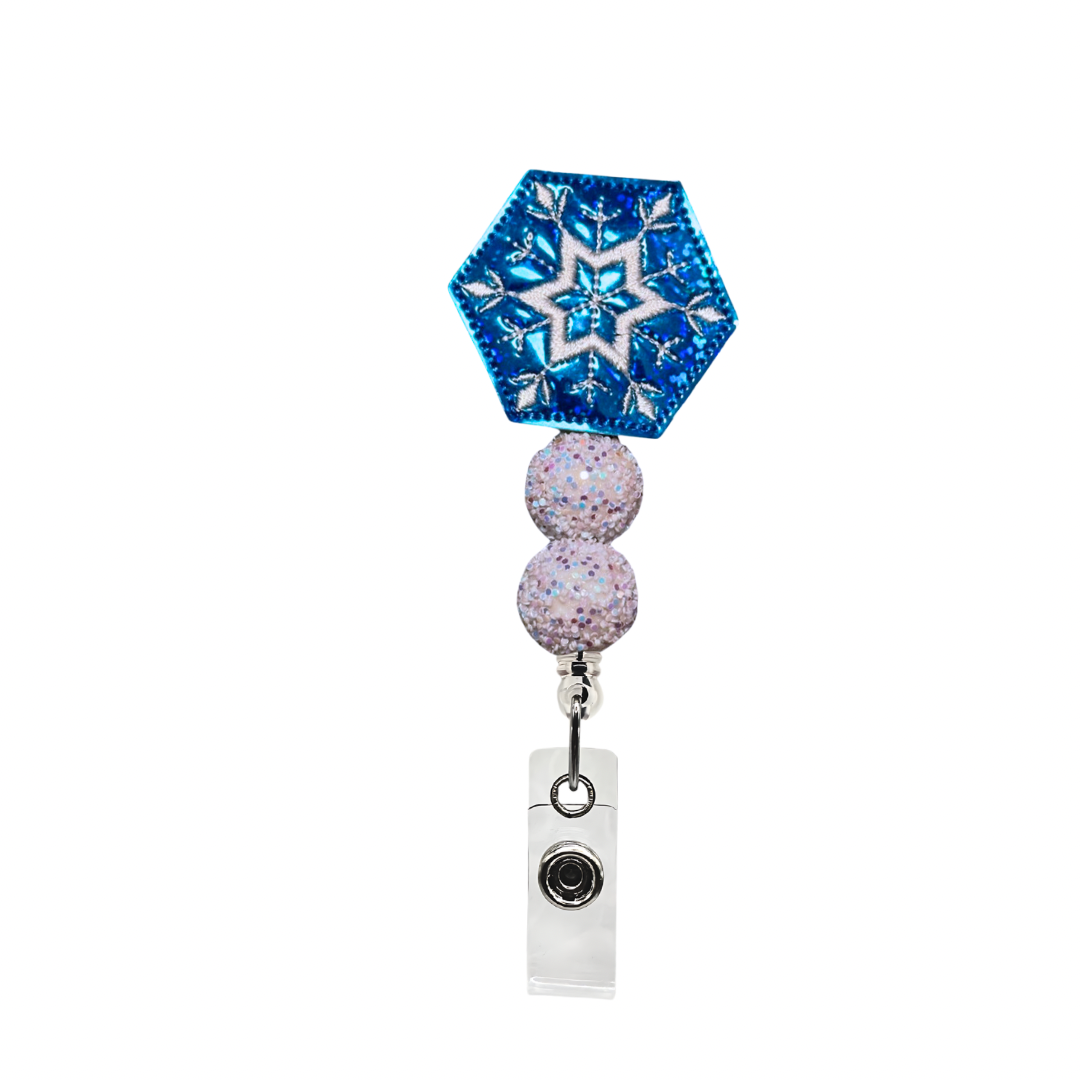 Turquoise Snowflake Badge Reel