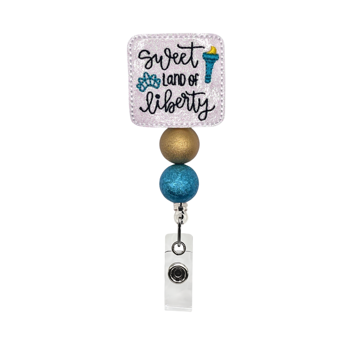 Sweet Land of Liberty Beaded Badge Reel