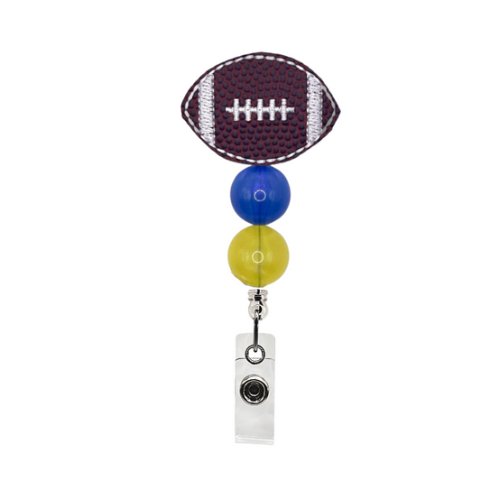 Blue and Yellow Football Badge Reel