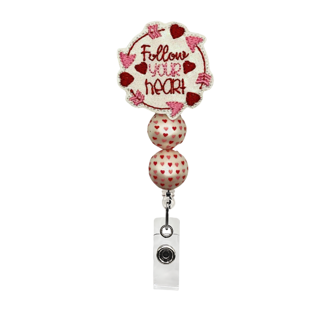 Follow your Heart Beaded Badge Reel