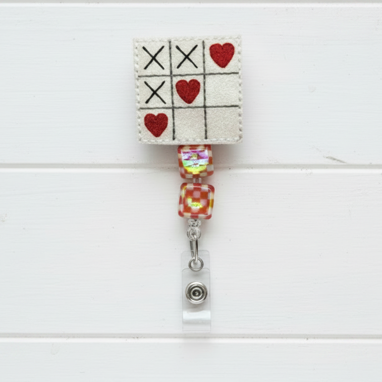 Heart Game Beaded Badge Reel