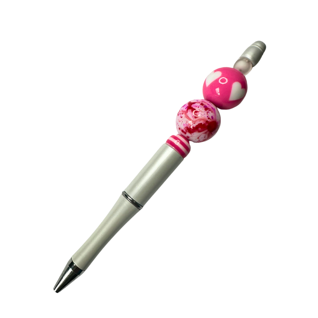 Pink Heart Beaded Pen