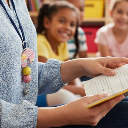 Pink Pencil Rainbow Badge Reel