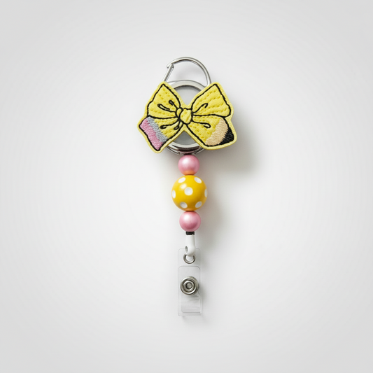 Pencil Bow Badge Reel