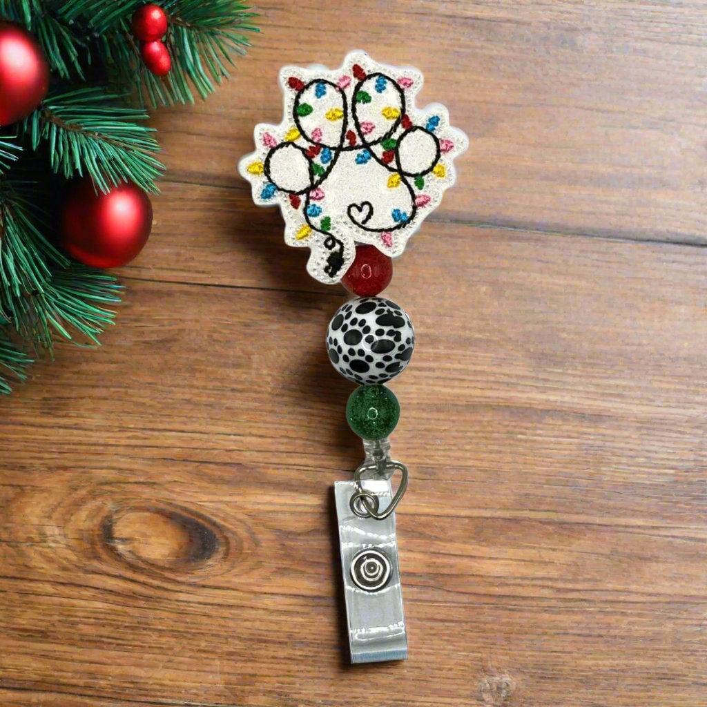 Christmas Light Paw Badge Reel