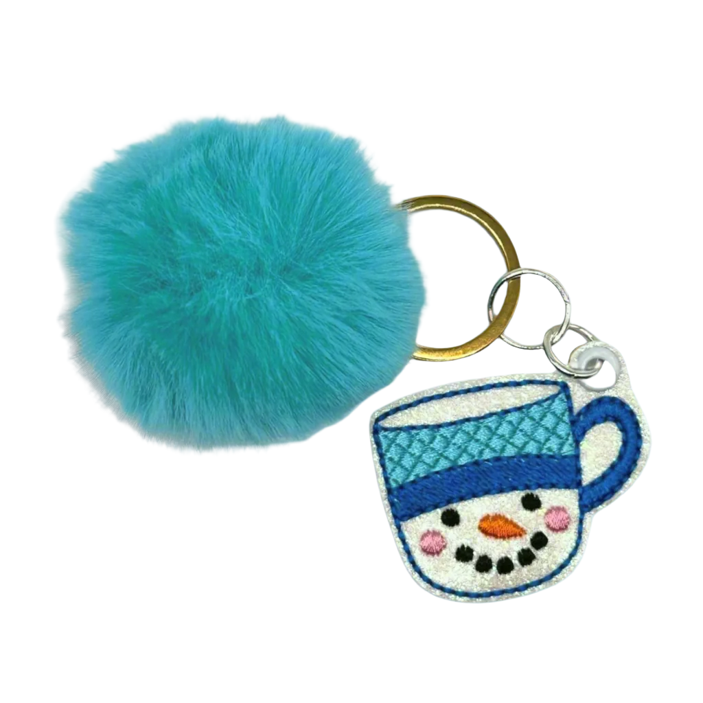 Snowman Mug Pom Pom Keychain