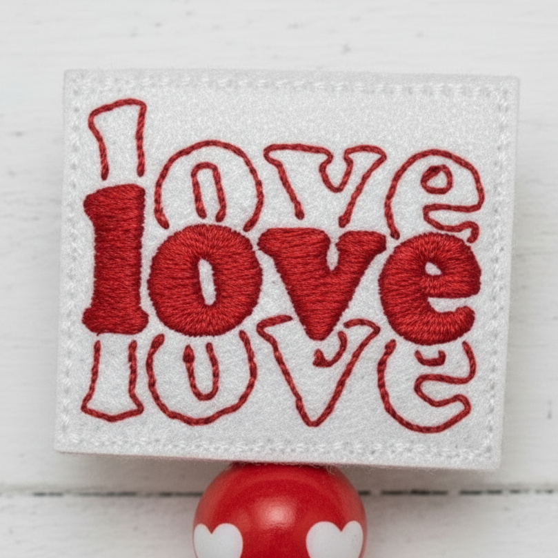 Love Love Love Badge Reel, handmade retractable ID badge reel - view 2