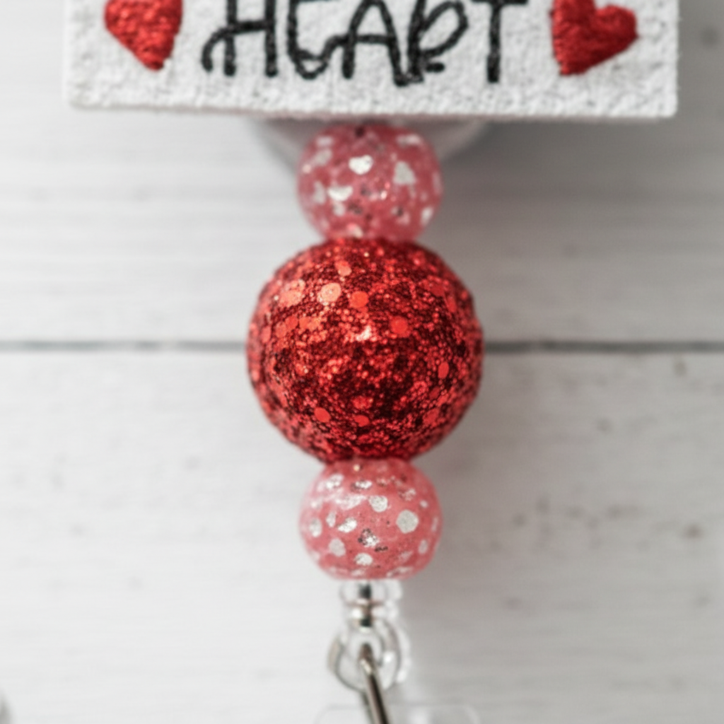 Don’t go Bacon My Heart Badge Reel, handmade retractable ID badge reel - view 3