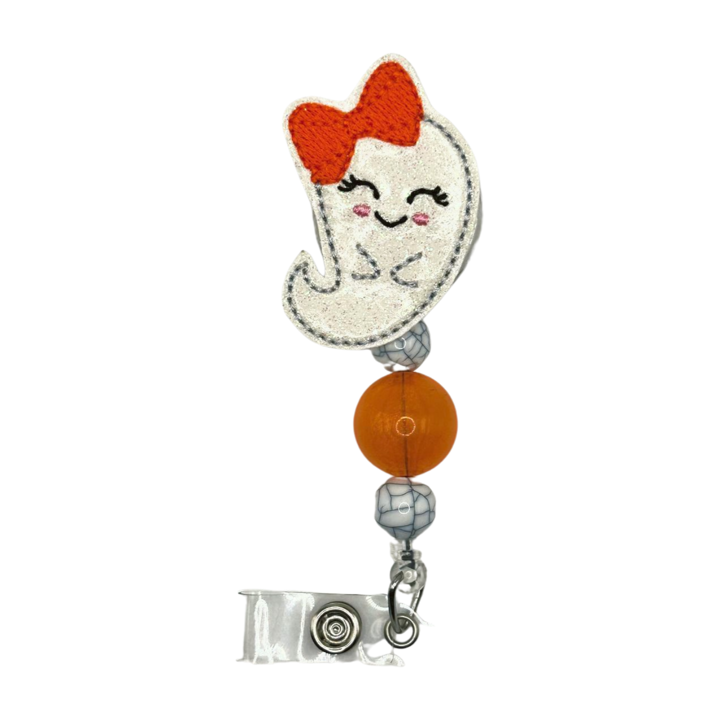 Cute Ghost Beaded Badge Reel