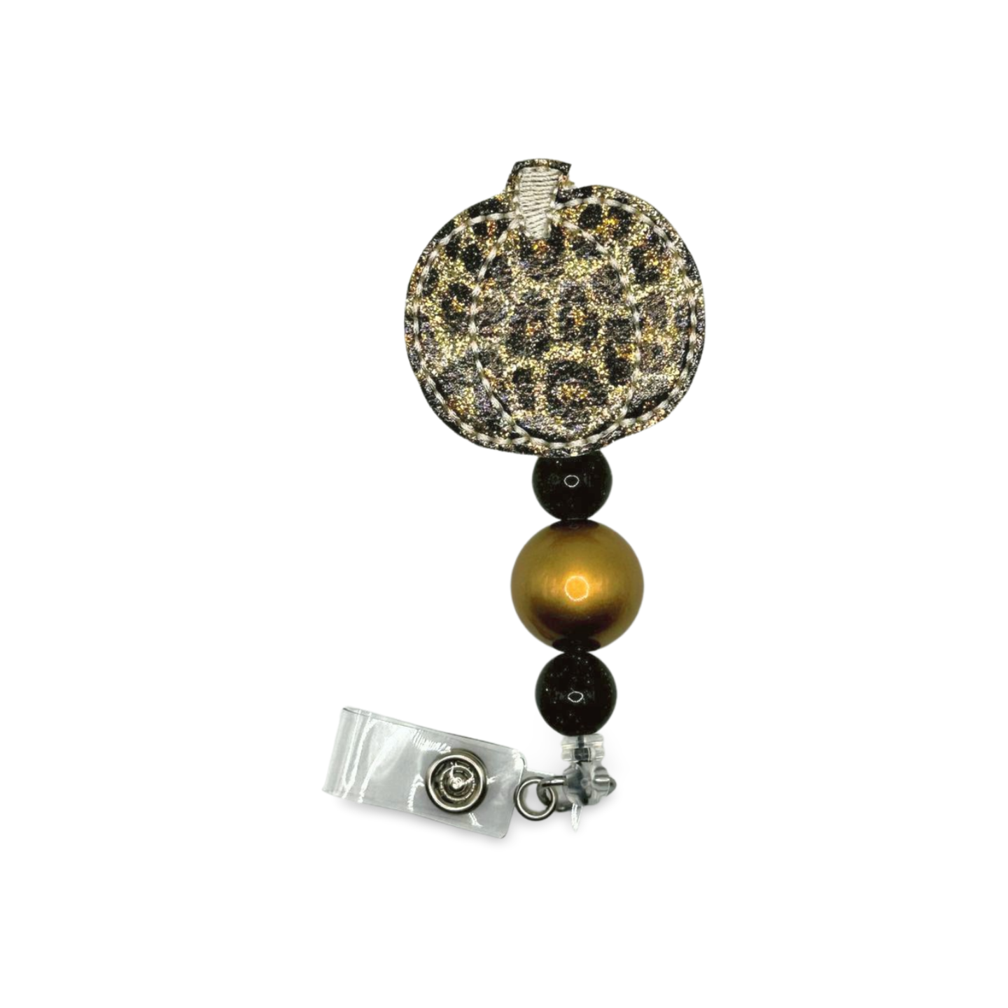 Leopard Pumpkin Beaded Badge Reel