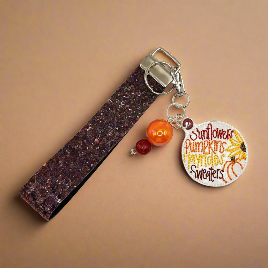 Sunflowers, Pumpkins, Hayrides, Sweaters Keychain and Wristlet
