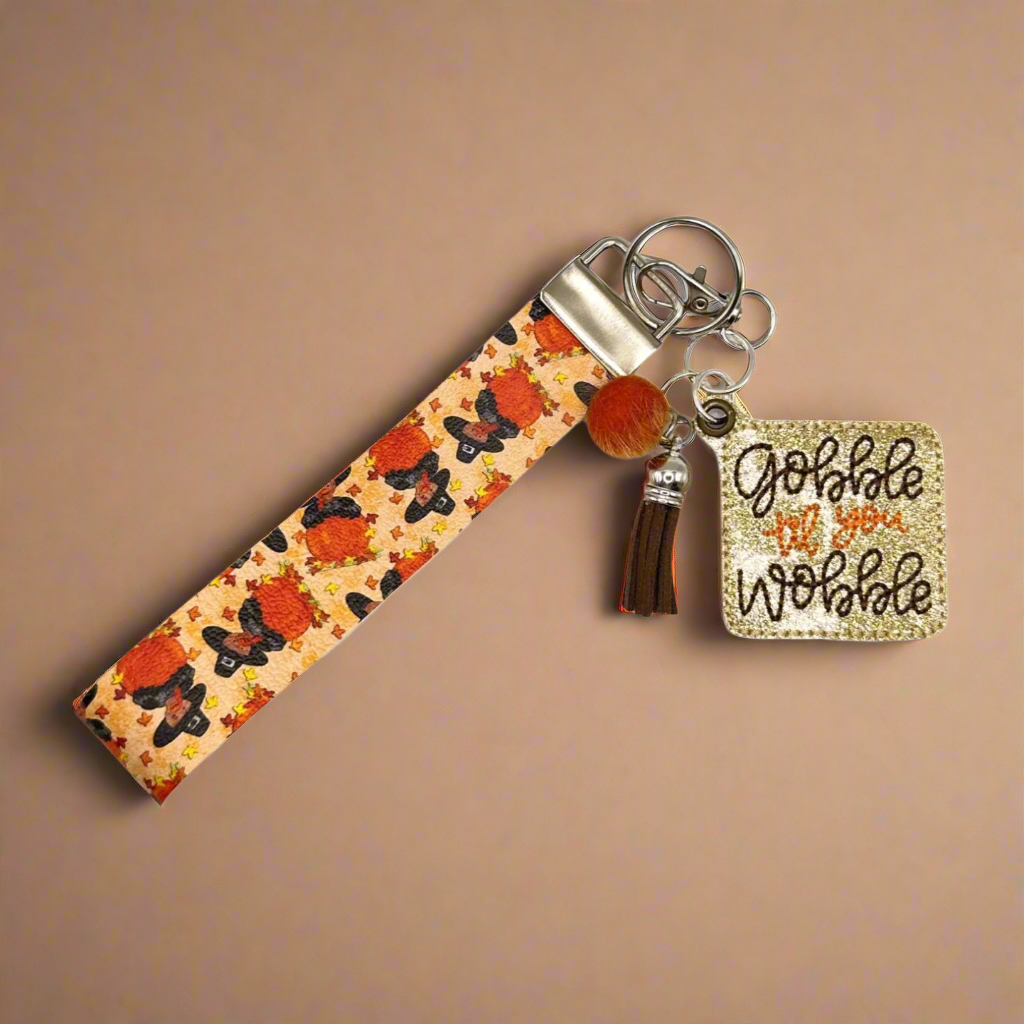 Gobble Till You Wobble Keychain and Wristlet, handmade keychain wristlet - view 2