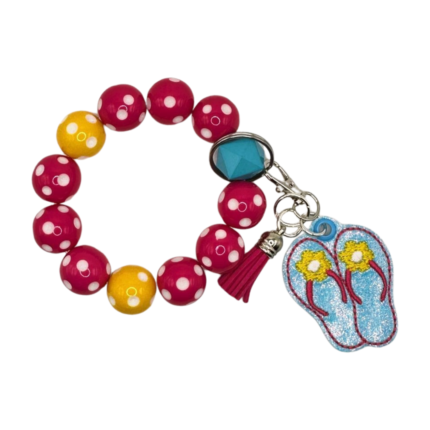 Flip Flop Keychain with Beaded Wristlet