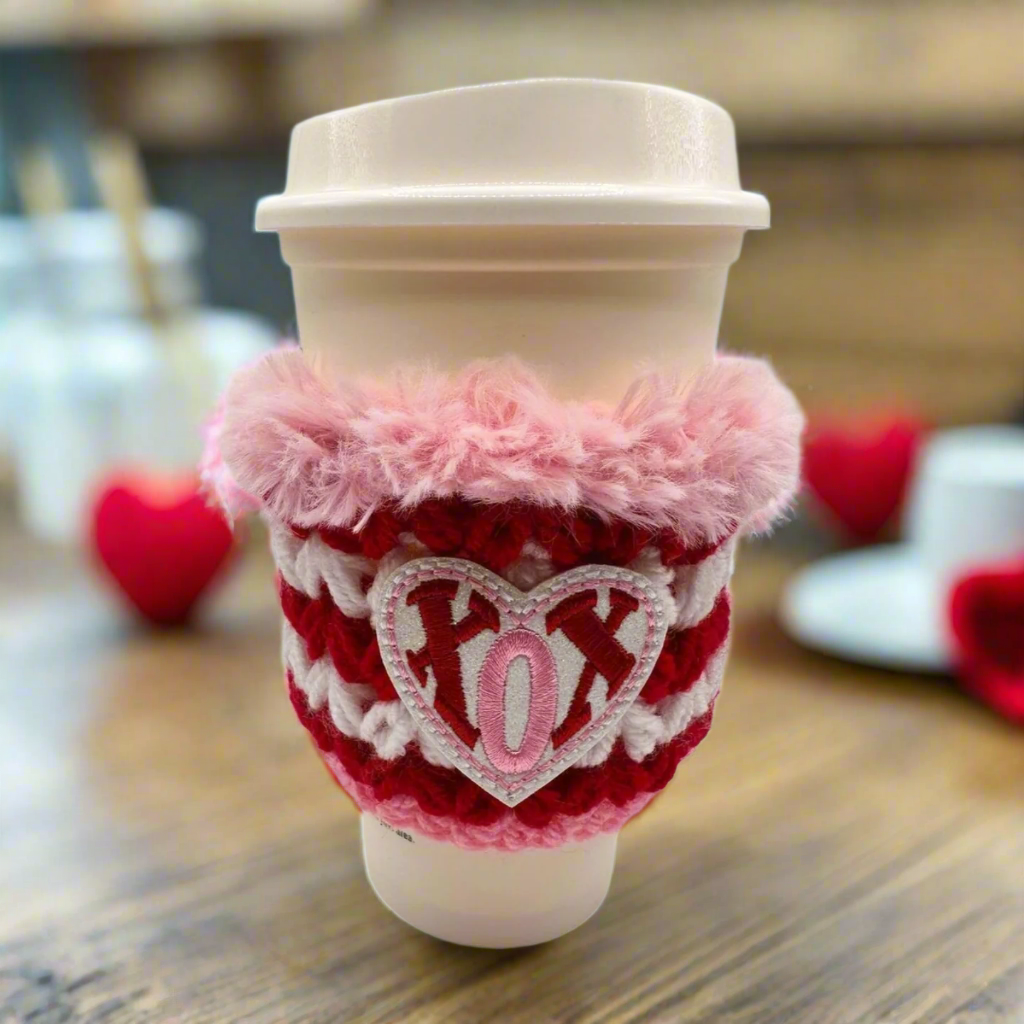 XOX Heart Coffee Cozy Sleeve