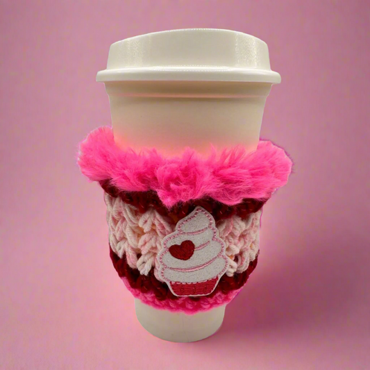 Heart Cupcake Coffee Cozy Sleeve