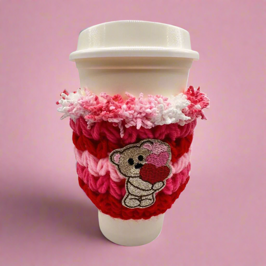 Bear Hugging Hearts Coffee Cozy Sleeve