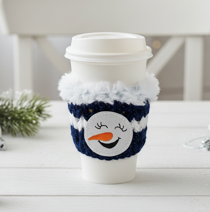 Snowman Face Coffee Cozy Sleeve