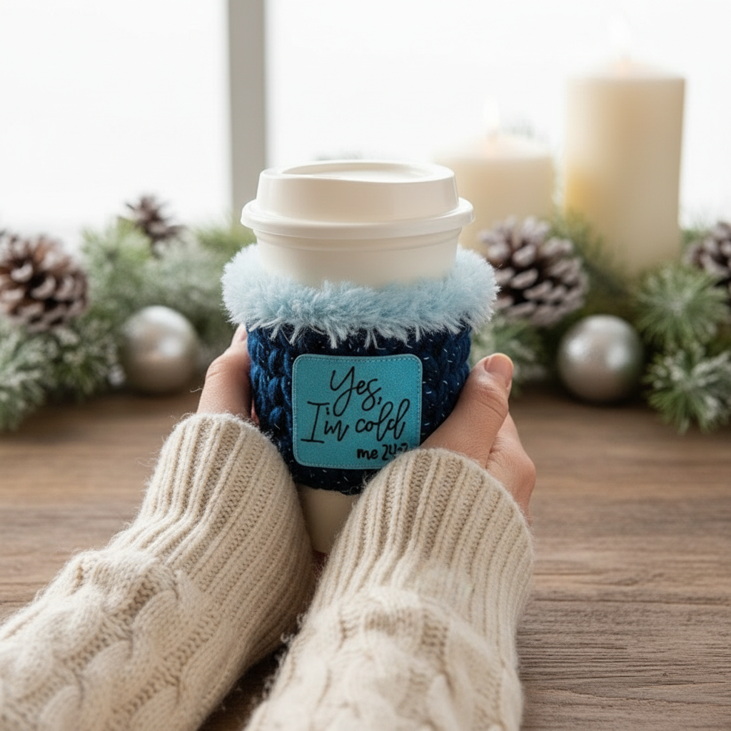 Yes I'm Cold me 24:7 Coffee Cozy Sleeve, handmade drink sleeve - view 2