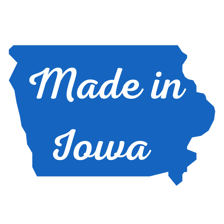 Made in Iowa. All our products are handmade and created in Iowa