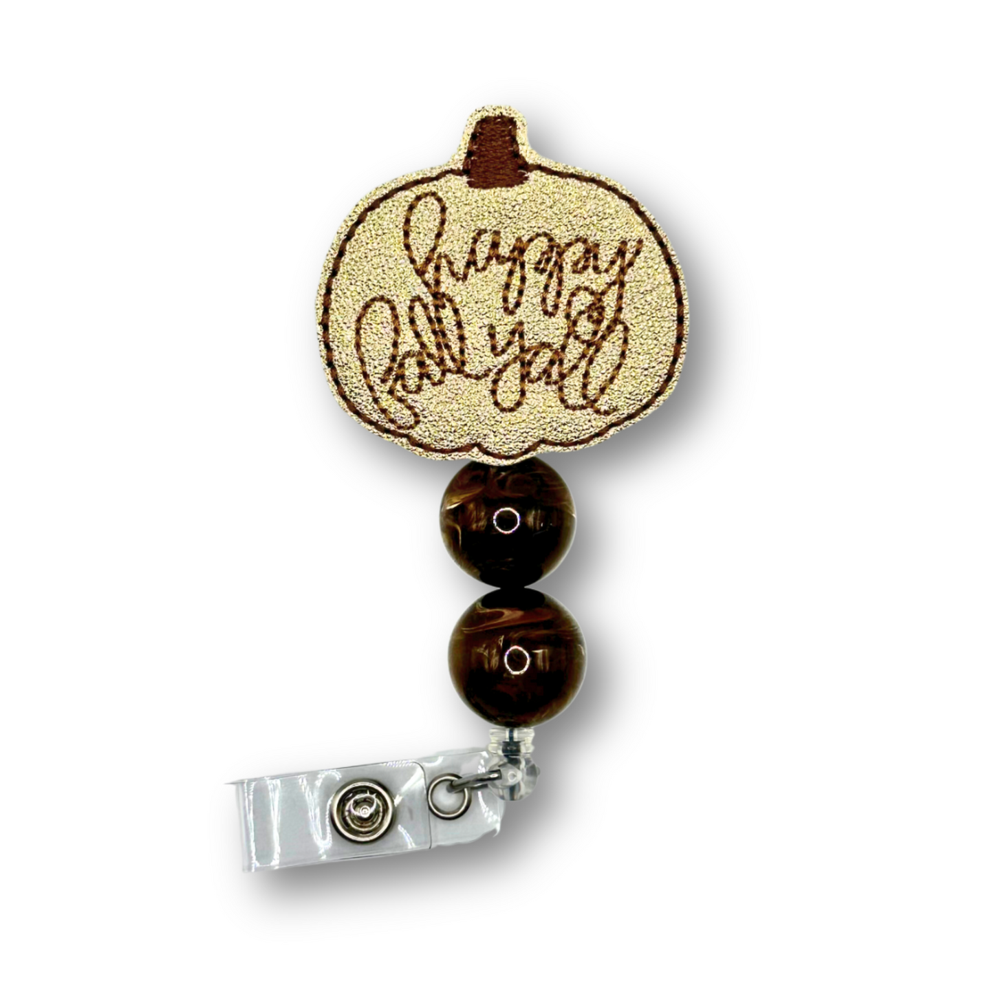 Happy Fall Y’all Beaded Badge Reel
