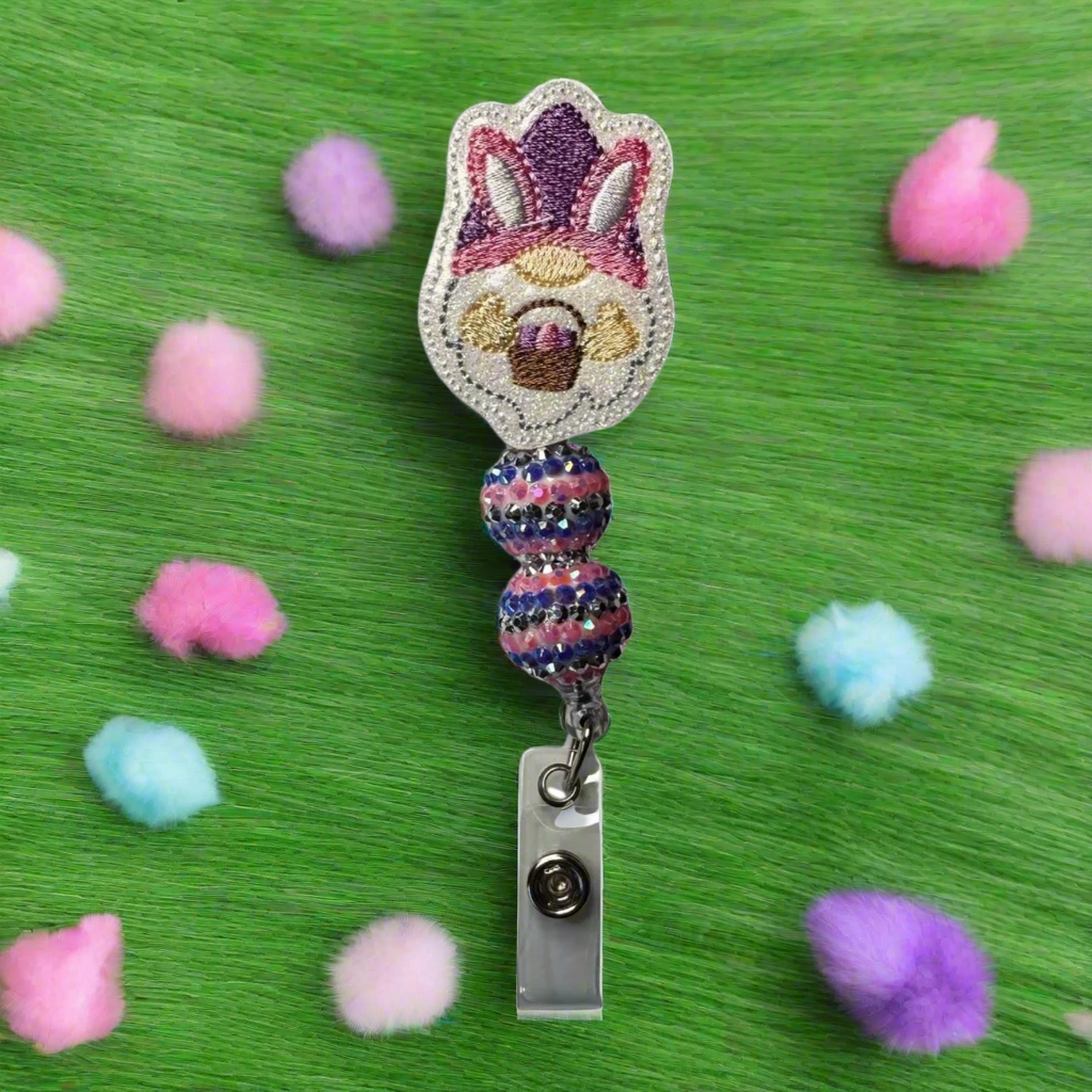 Gnome with Bunny Ears Badge Reel