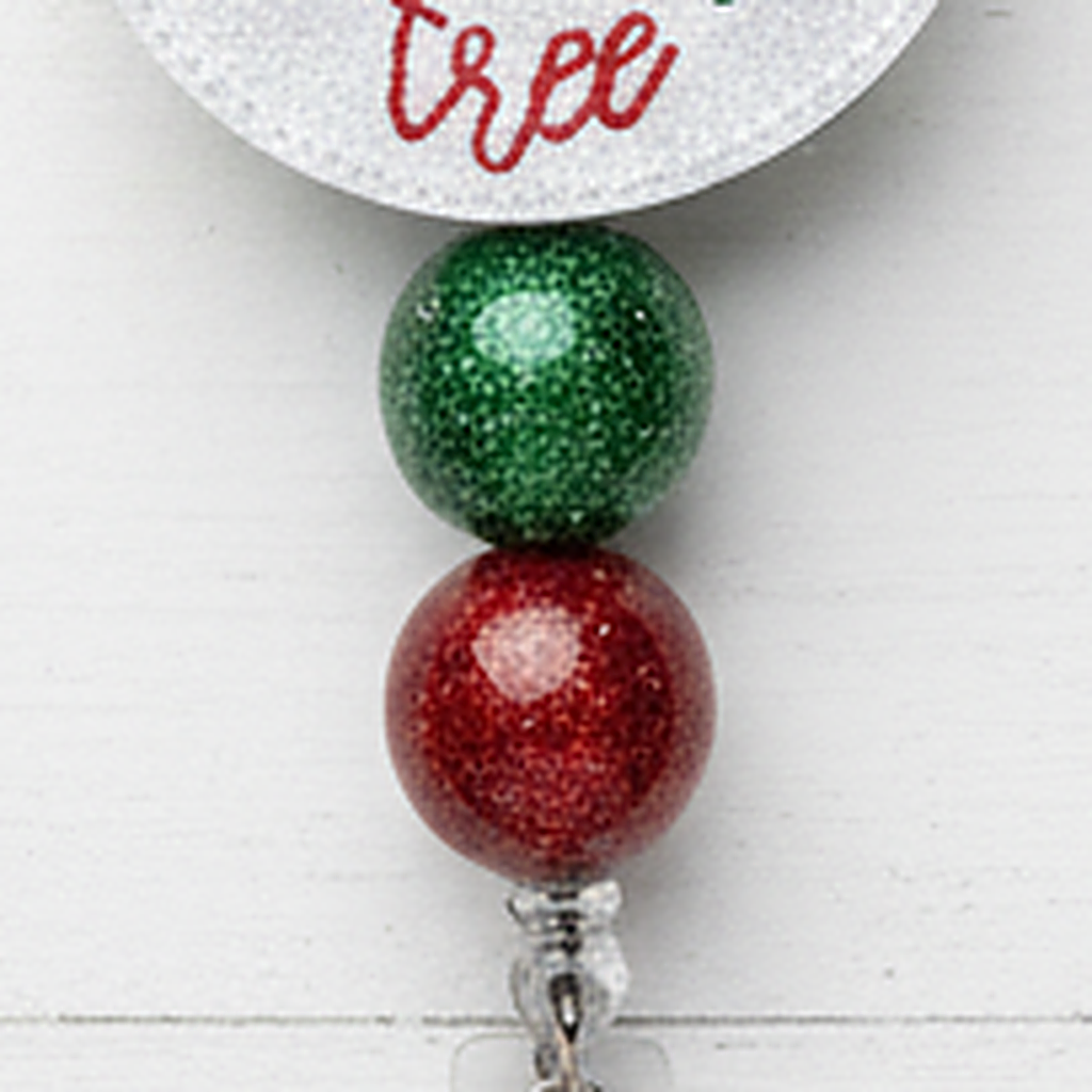 Oh Christmas Tree Beaded Badge Reel