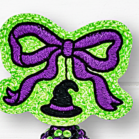 Bow with Witch Hat Halloween Badge Reel