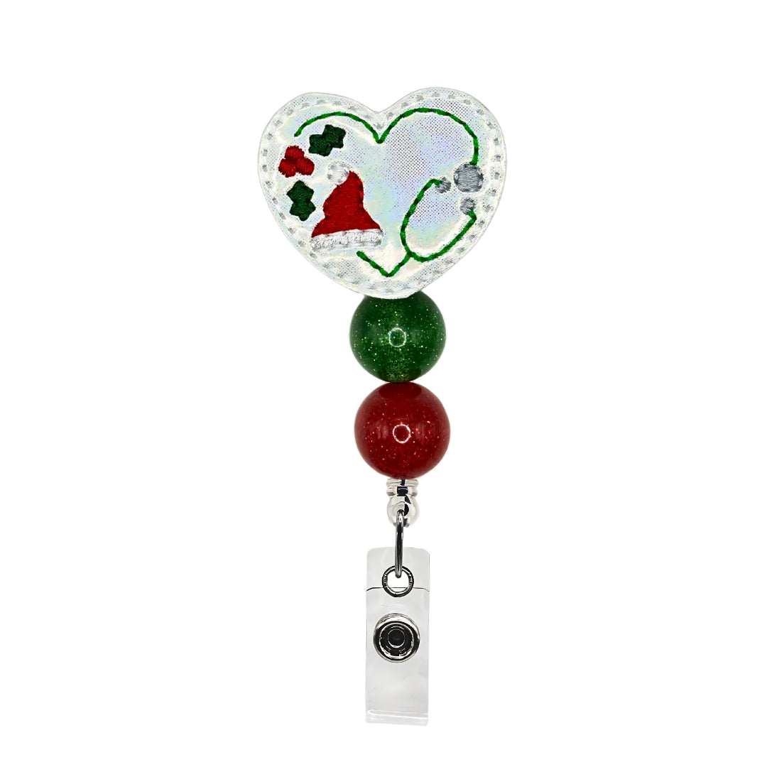 Christmas Heart Stethoscope Badge Reel