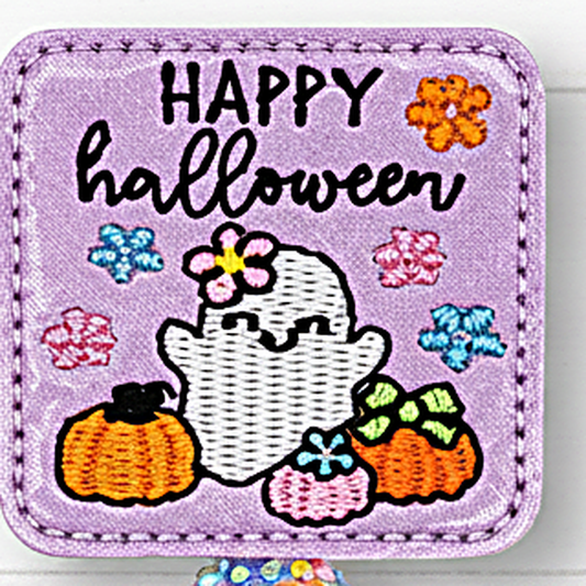 Cute Flower Happy Halloween Badge Reel